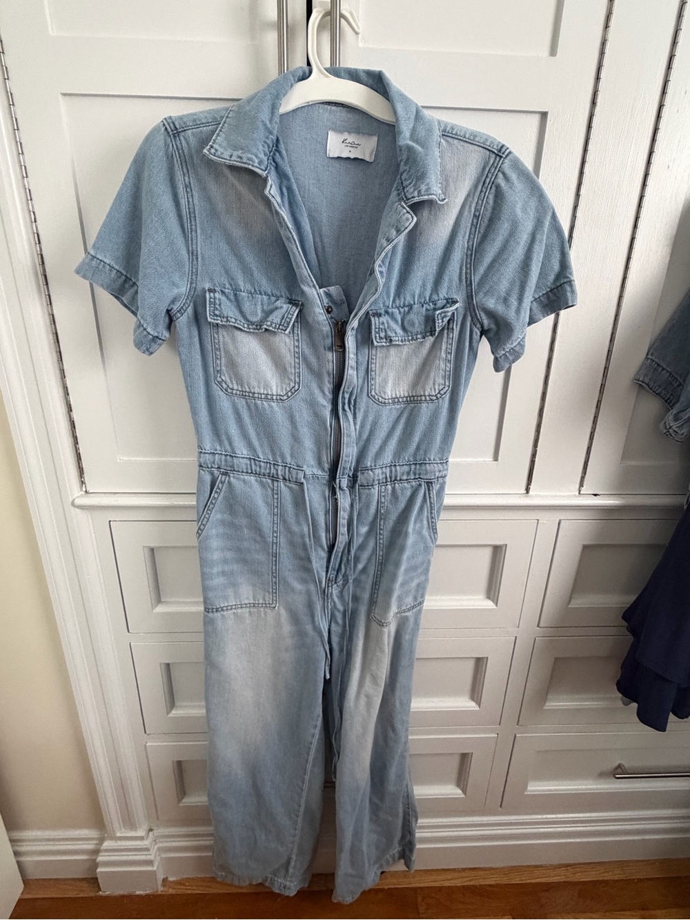 Vici Light Blue Denim Short Sleeve Jumpsuit